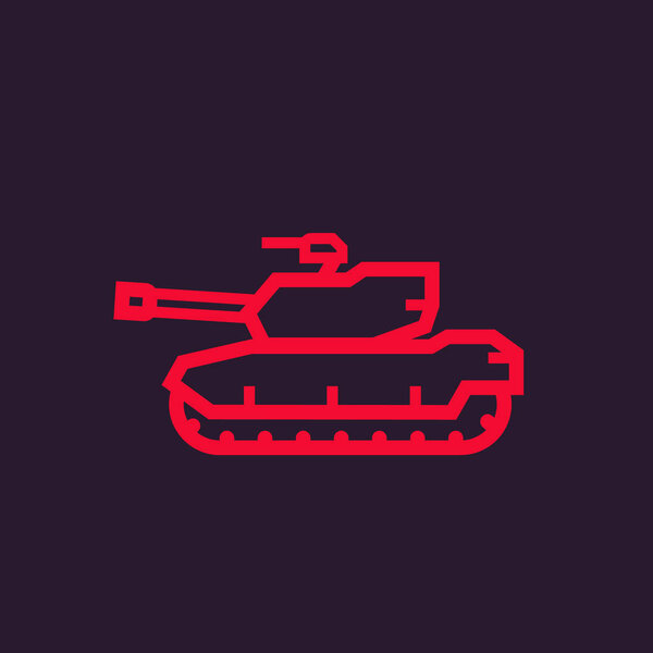 military tank icon, linear style
