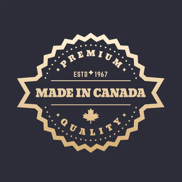 Fabricado en Canadá insignia, etiqueta de oro — Archivo Imágenes Vectoriales