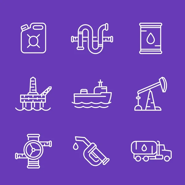 Petroleum industry, oil and gas production icons — Stock Vector