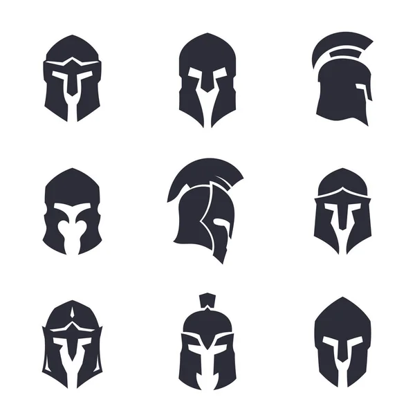 Helmets set, spartan, greek and roman — Stock Vector