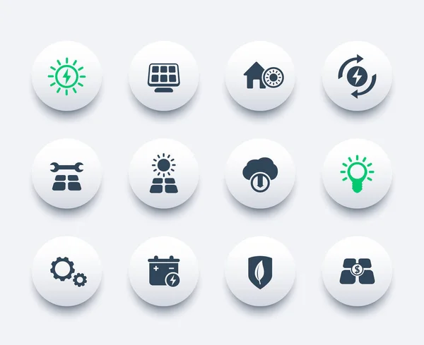 Güneş enerjisi Icons set, alternatif enerji — Stok Vektör