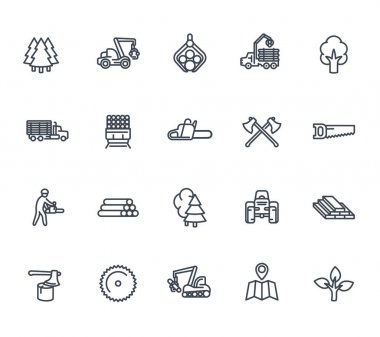 timber industry icons on white clipart