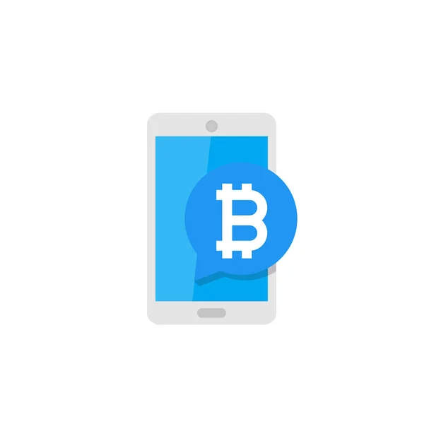 Pagamento móvel com ilustração vetorial bitcoin — Vetor de Stock
