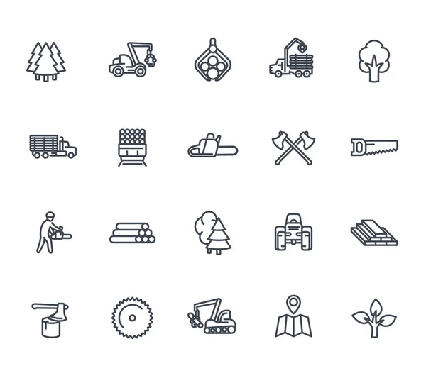 Timber industry icons on white — Stock Vector