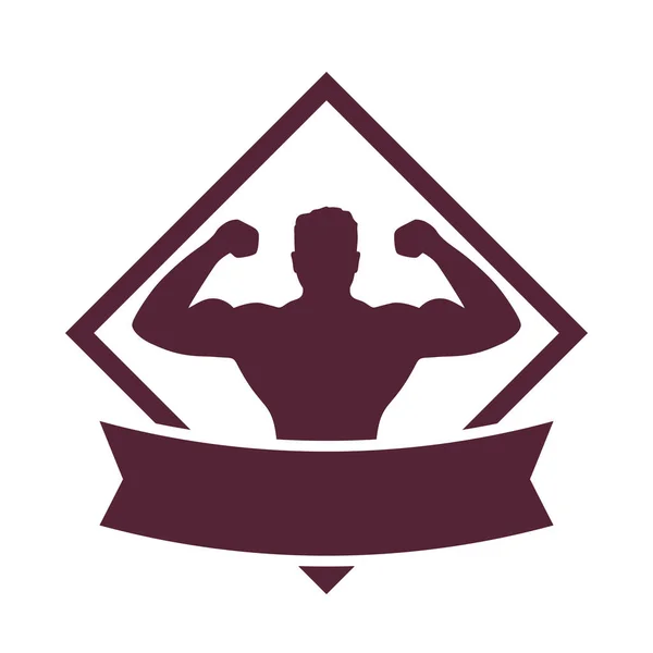Emblema com atleta forte — Vetor de Stock