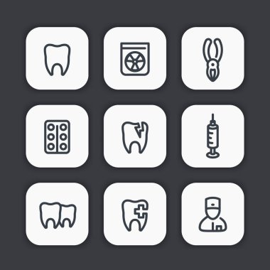 Diş çizgi Icons set 