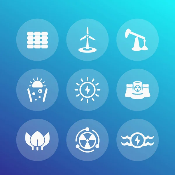 Conjunto de iconos de producción de energía — Archivo Imágenes Vectoriales