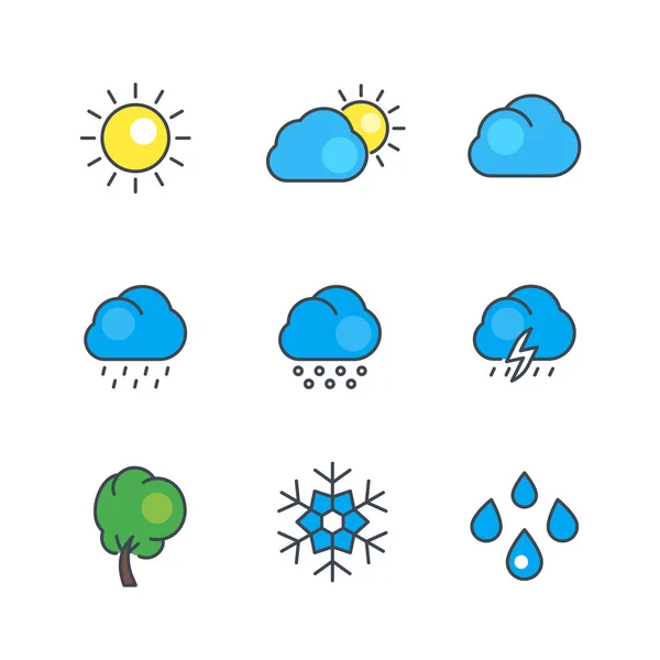 Weather line icons — Stock Vector