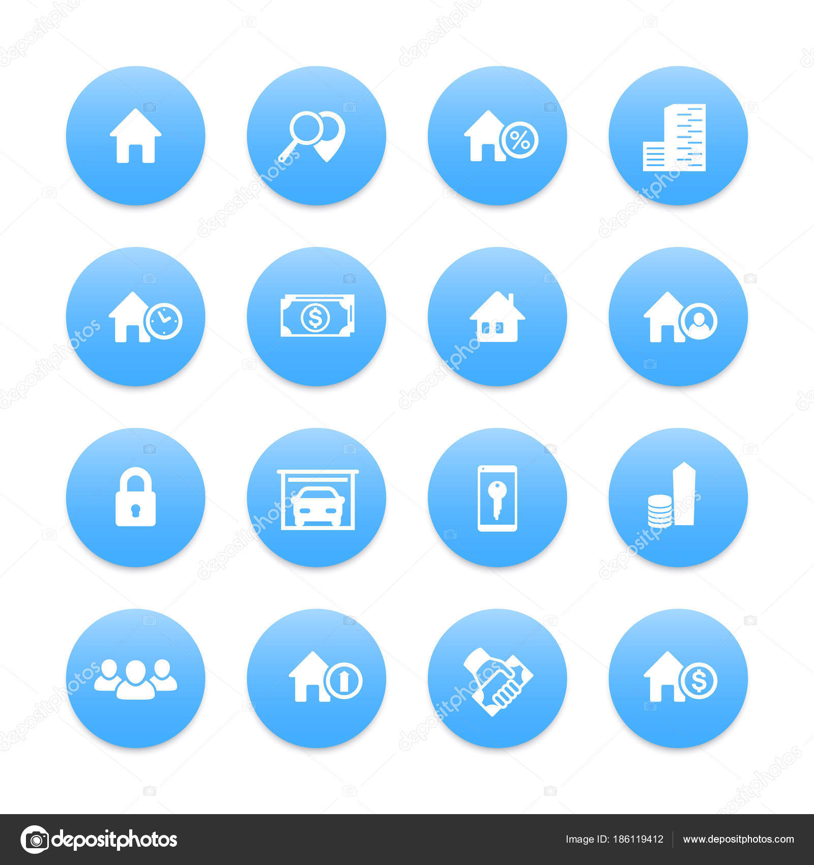 Real Estate Icons Set House Sale Apartments Search Houses Rent