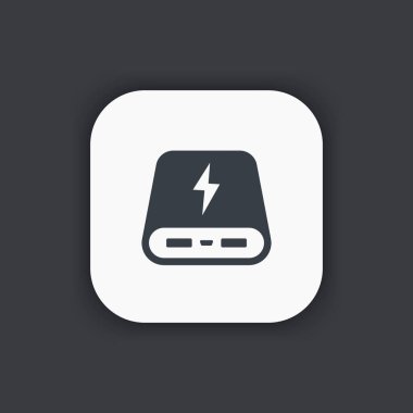 güç banka simgesi, taşınabilir şarj cihazı, vektör çizim