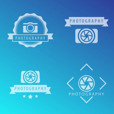 Fotoğraf, kamera, fotoğrafçı logo, amblem, rozetleri, vektör çizim