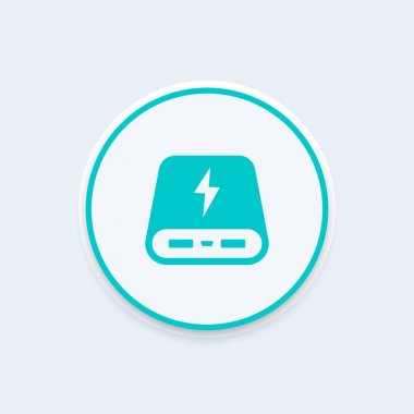 güç banka simgesi, mobil cihazlar, vektör çizim için taşınabilir şarj cihazı