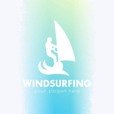 Rüzgar Sörfü logo, adet Rüzgar Sörfü vektör simgesi, yelken, vektör çizim ile sörf tahtası üzerinde adam