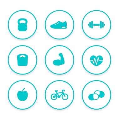 Fitness Icons set, basit semboller