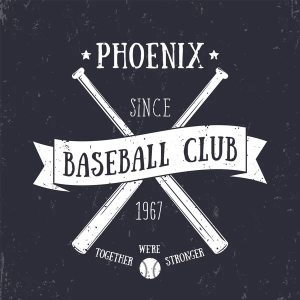 Μπέιζμπολ Phoenix Club Έμβλημα Εκτύπωση Shirt Λευκό Σκούρο Εικονογράφηση Διάνυσμα — Διανυσματικό Αρχείο