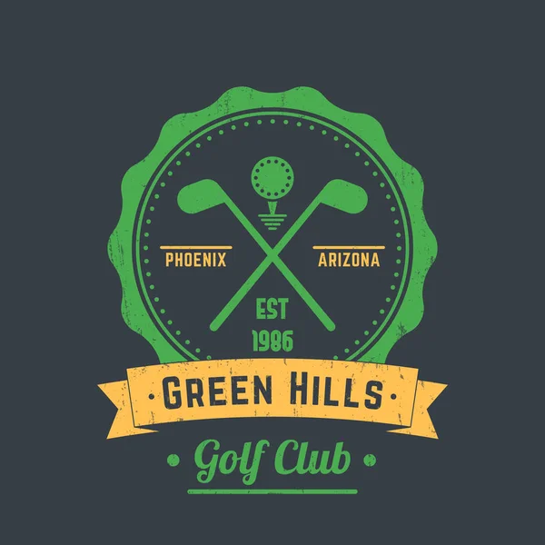 Golfclub Vintage Logo Embleem Gekruiste Golfclubs Bal Grijs — Stockvector