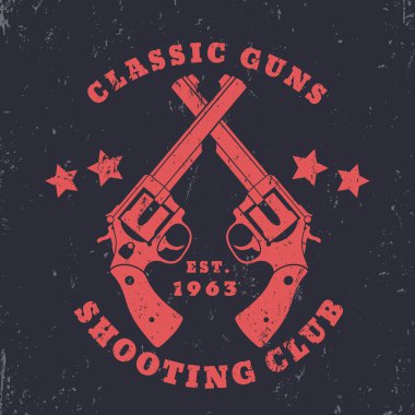 Klasik silahlar logolu tabancalar, koyu kırmızı