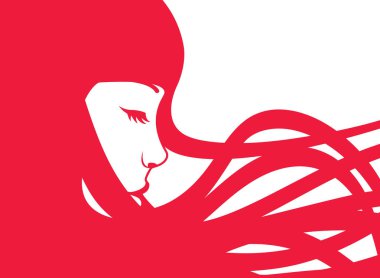 profil vektör çizim uzun kızıl saçlı kız