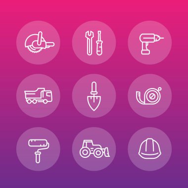 İnşaat satır Icons set, ekipman ve araçlar, Araçlar