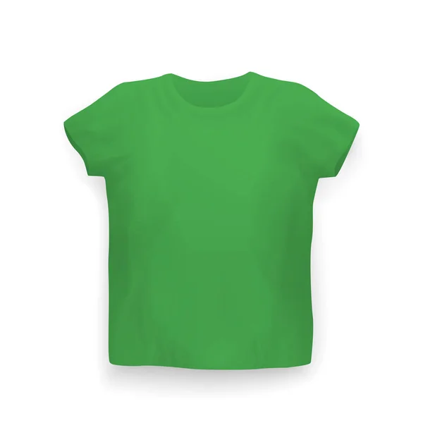 Tričko Maketa Zelená Bílém Vektorové Ilustrace — Stockový vektor