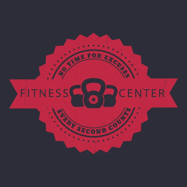 Fitness Center Emblema Vintage Emblema Com Kettlebells —  Vetores de Stock