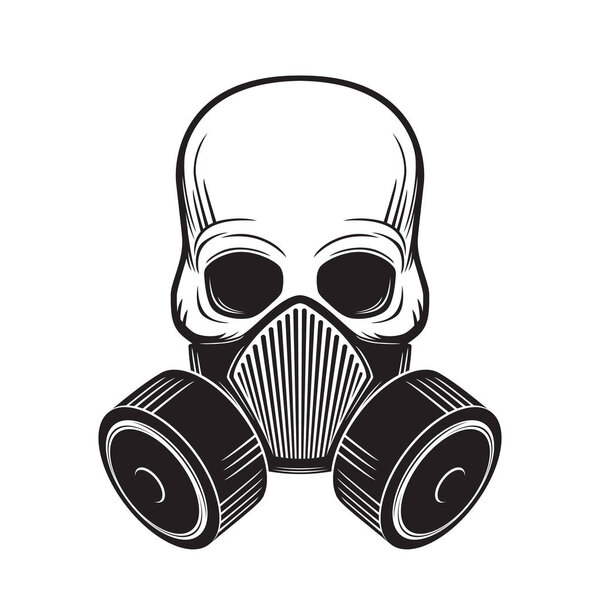 skull with gas mask, vector illustration