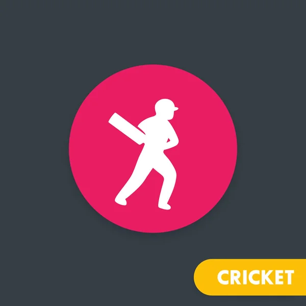 Значок Крикета Игрок Битой Векторная Иллюстрация — стоковый вектор