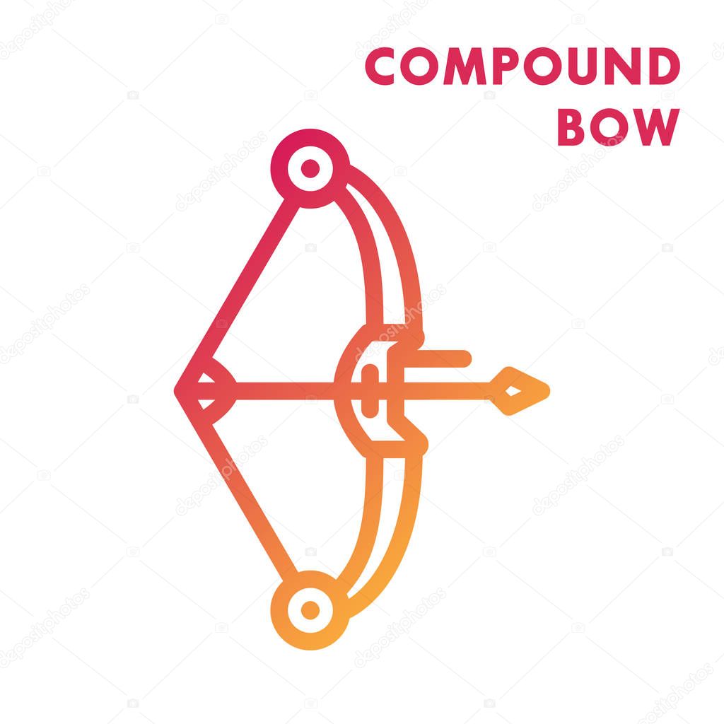 compound bow icon, line art