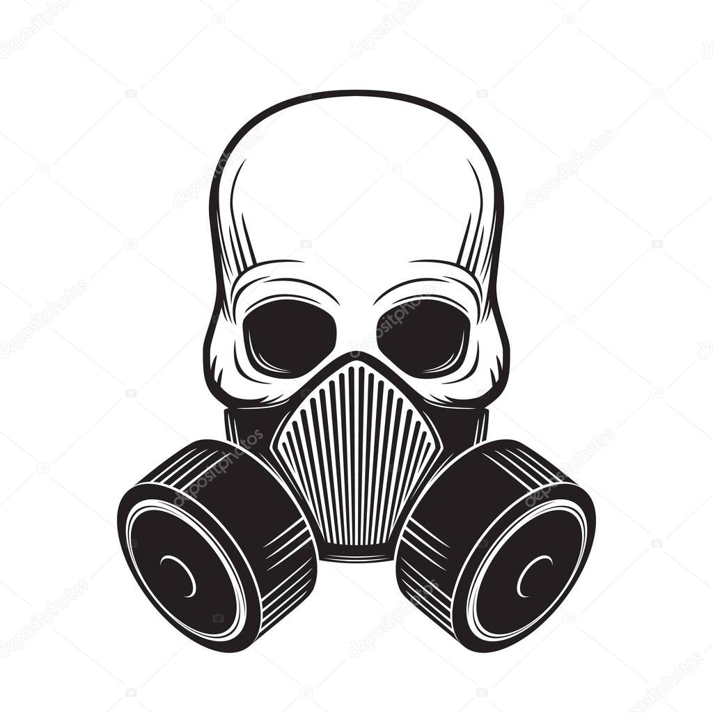 skull with gas mask, vector illustration