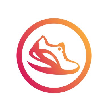 Çalışan logo öğesi, simge, koşu ayakkabısı beyaz, vektör çizim üzerinde daire