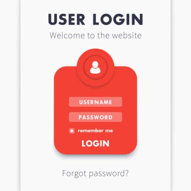Kullanıcı oturum açma penceresi kavramında turuncu, gri ve gümüş, giriş sayfası Web sitesi için