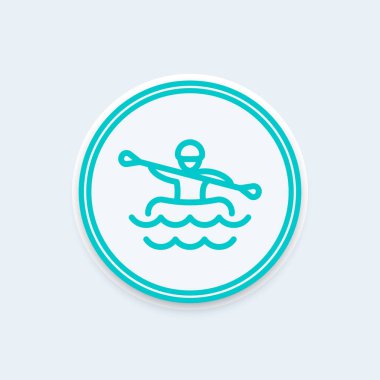 Satırı simgesi, tekne, kürek çekme, oarer, rafting rafting turu yuvarlak şekil üzerinde oturum, illüstrasyon vektör