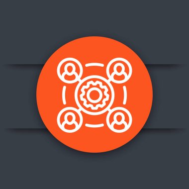 dış kaynak satırı simgesi, işbirliği sembolü, vektör çizim