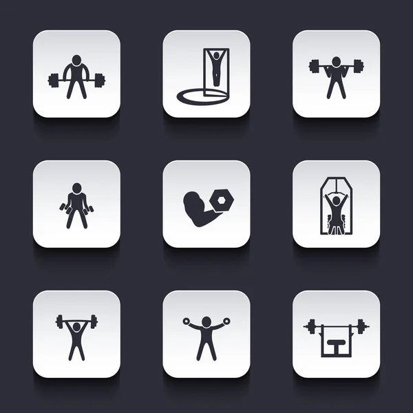 Exercises Trendy Rounded Square Icons Shadow Vector Illustration — Stock Vector