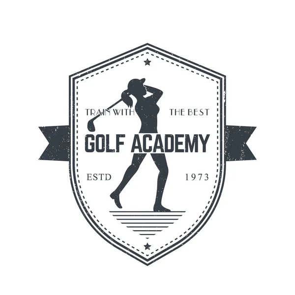 Kadın Golf Golf Club Beyaz Gri Sallanan Ile Golf Akademisi — Stok Vektör