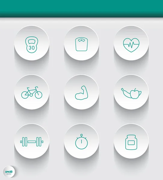 Line Teal Fitness Icons Shapes Vector Illustration — Stock Vector