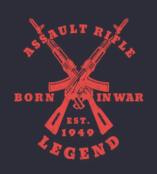 savaşta tarihi, t-shirt baskı ile saldırı tüfekleri, iki silah, vektör çizim geçti