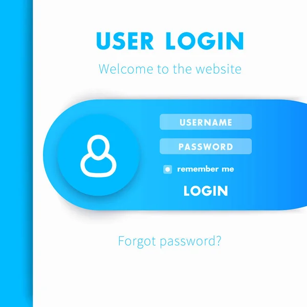 Benutzer Login Fenster Vorlage Login Seite Design Für Website Blau — Stockvektor
