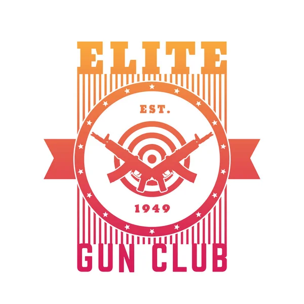 Gun Club Emblem Automatic Rifles White — Stock Vector