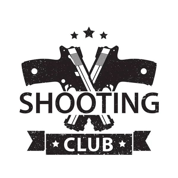 Disparos Club Grunge Emblema Con Pistolas Modernas Cruzadas Vector Ilustración — Archivo Imágenes Vectoriales