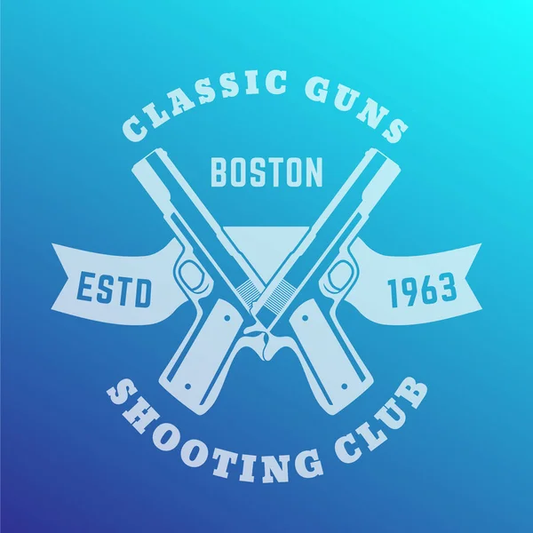 Klassieke Guns Afdrukken Logo Met Twee Gekruiste Pistolen Pistolen Vectorillustratie — Stockvector