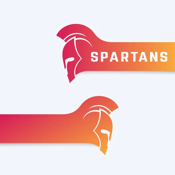 Logo Spartans Avec Casque Guerrier Avec Mohawk Rouge Vif Illustration — Image vectorielle