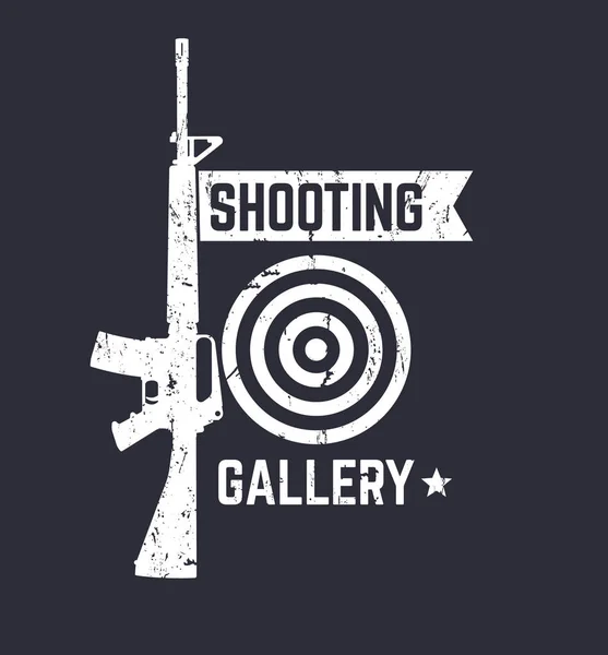 Logotipo Galeria Tiro Sinal Com Rifle Automático Textura Grunge Pode — Vetor de Stock