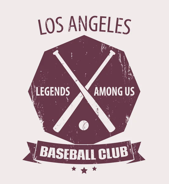 Beyzbol Club Grunge Shirt Tasarım Vektör Çizim — Stok Vektör