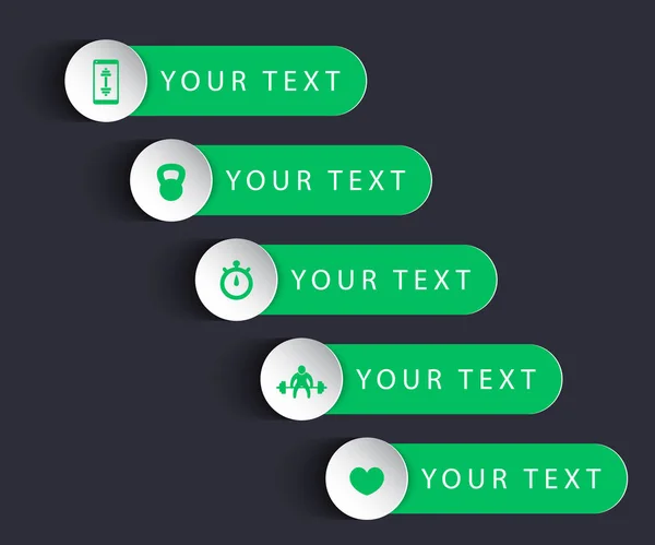 Etiketten Mit Grünen Fitness Symbolen Vektorabbildung — Stockvektor
