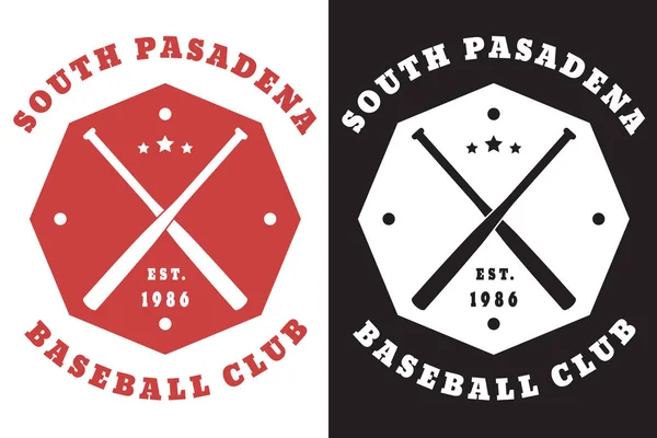 South Pasadena Baseball Club Emblema Con Pipistrelli Incrociati Vettoriale Illustrazione — Vettoriale Stock