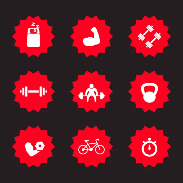 Etiquetas Fitness Set Vector Ilustración — Archivo Imágenes Vectoriales