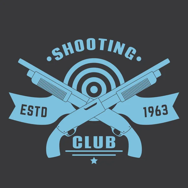 Shooting Club Logo Emblem Two Crossed Shotguns Blue Dark Gray — Stock Vector