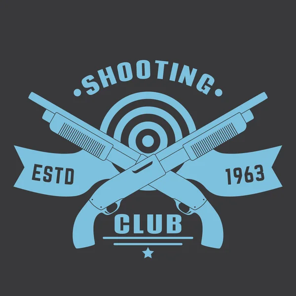 Shooting Club Logo Embleem Met Twee Gekruiste Shotguns Blauw Donker — Stockvector