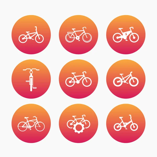 Bicycle Cycling Electric Bike Fat Bike Icons White — Stock Vector